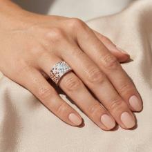 Сребърен Пръстен С Кристали От Sw® SP650 White Opal and Rose Gold