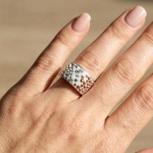 Сребърен Пръстен С Кристали От Sw® SP650 White Opal and Rose Gold