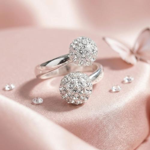 Сребърен пръстен Топка с кристали от Sw® Crystal