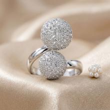 Сребърен пръстен Топка с кристали от Sw® Crystal