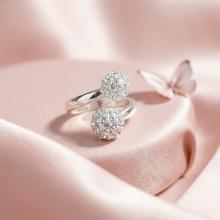Сребърен пръстен Топка с кристали от Sw® Crystal