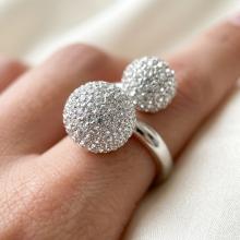 Сребърен пръстен Топка с кристали от Sw® Crystal