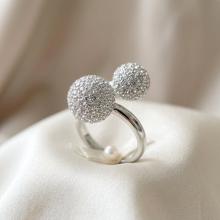 Сребърен пръстен Топка с кристали от Sw® Crystal
