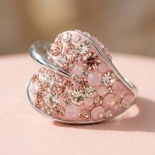 Сребърен пръстен с кристали от Sw® Leaf Marylin