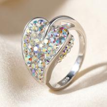 Сребърен пръстен с кристали от Sw® Leaf AB Crystal