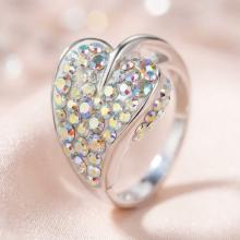Сребърен пръстен с кристали от Sw® Leaf AB Crystal