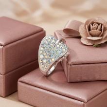 Сребърен пръстен с кристали от Sw® Leaf AB Crystal