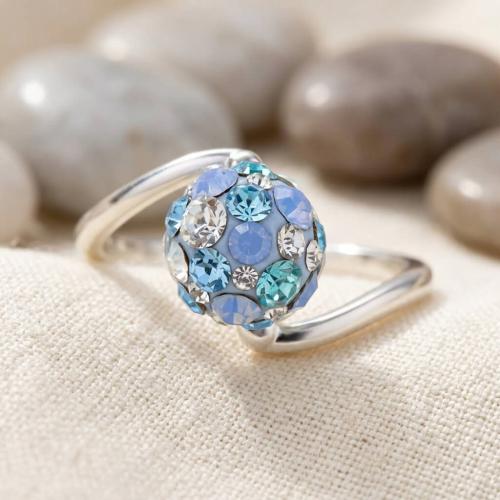 Сребърен пръстен с кристали от Sw® SP731 Deep Blue