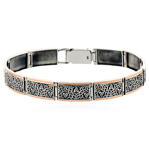 Мъжка гривна Орнамент – сребро 925 със златен обков 9K