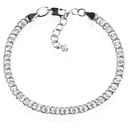 Сребърна гривна Блясък с бели циркони