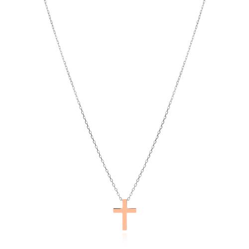 Сребърно колие с кръст и златен слой