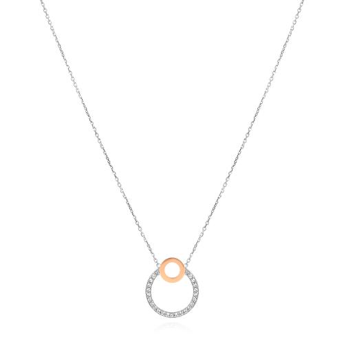 Сребърно Колие Хармония със златен обков 9K и циркони