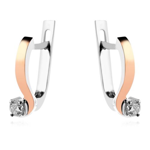 Сребърен Комплект обеци и пръстен със златен обков