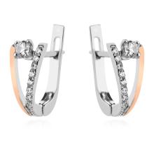 Сребърен Комплект обеци и пръстен със златен обков