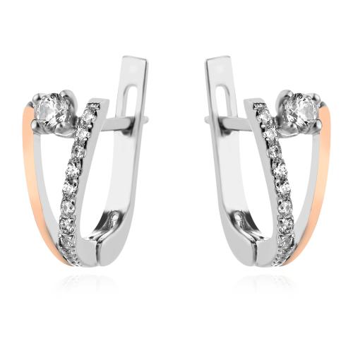 Сребърен Комплект обеци и пръстен със златен обков