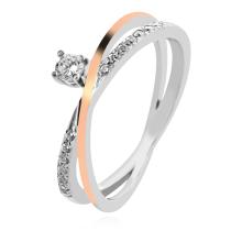 Сребърен Комплект обеци и пръстен със златен обков