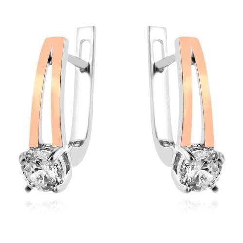 Сребърен Комплект обеци и пръстен със златен обков