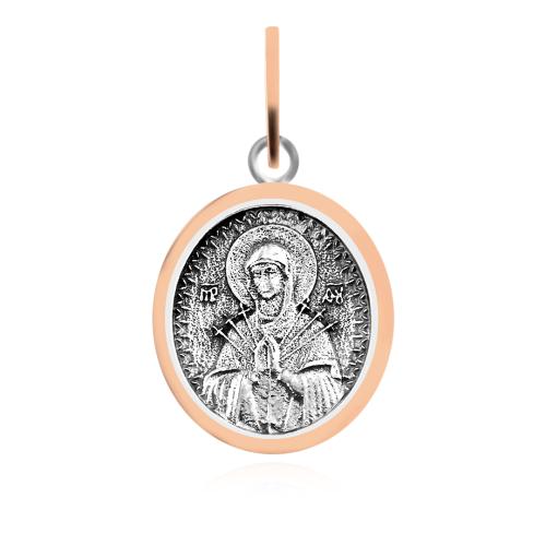 Медальон Св. Богородица – сребро 925 със златен обков 9K