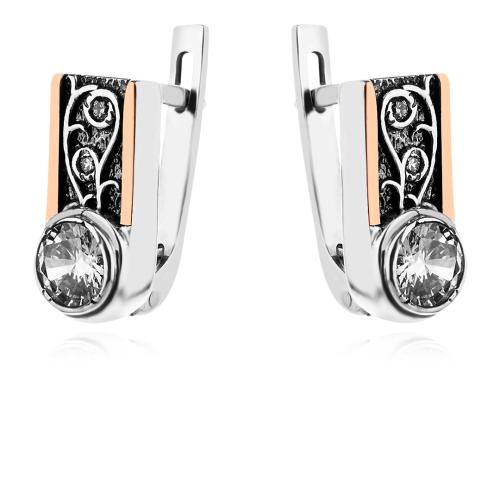 Сребърни обеци Sophia със златен обков