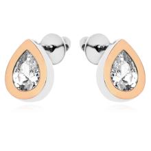 Сребърни обеци Капка с цирконий и златен обков