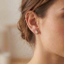 Сребърни обеци Капка с цирконий и златен обков