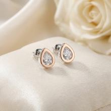 Сребърни обеци Капка с цирконий и златен обков