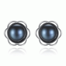 Сребърни обеци с черна перла Black Swan Сребърни обеци с черна перла Black Swan