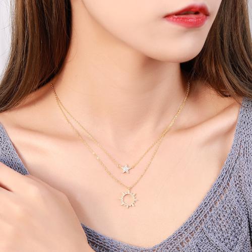 Сребърно колие Слънце и звезда