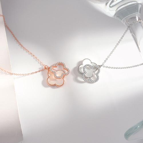 Сребърно колие със седеф Детелини