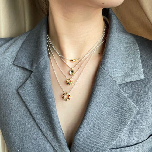 Сребърно колие "Златен бийд"