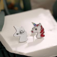 Детски сребърни обеци Unicorn