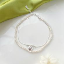 Сребърна гривна за крак Pearls and Rocks