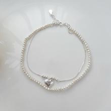 Сребърна гривна за крак Pearls and Rocks