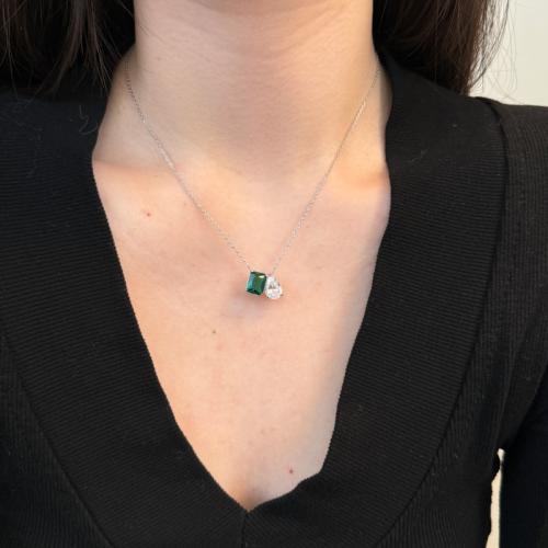 Сребърно колие Емералд