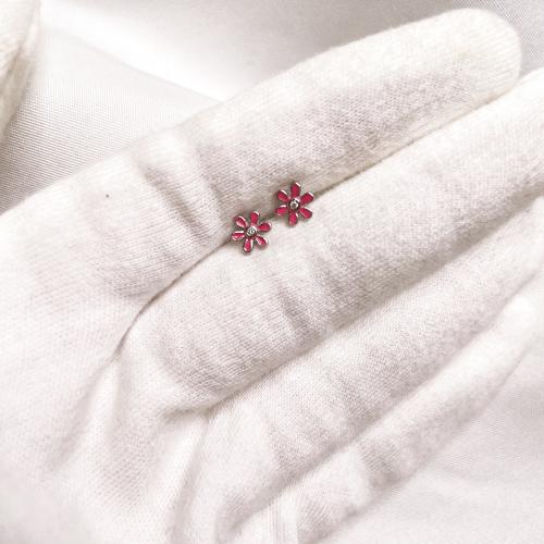 Детски сребърни обеци Цветенца