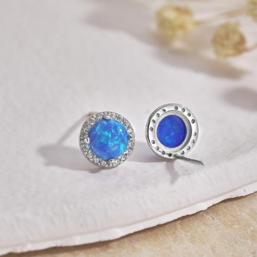Сребърни обеци със син опал Noah