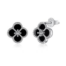 Сребърни обеци с черен оникс One Cleef