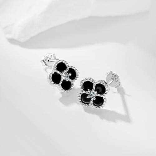 Сребърни обеци с черен оникс One Cleef