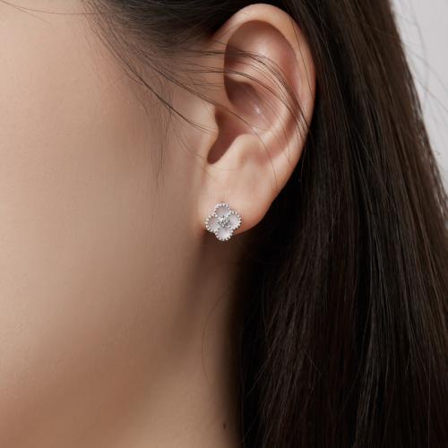Сребърни обеци със седеф One Cleef
