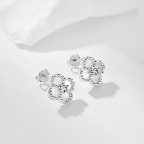 Сребърни обеци със седеф One Cleef