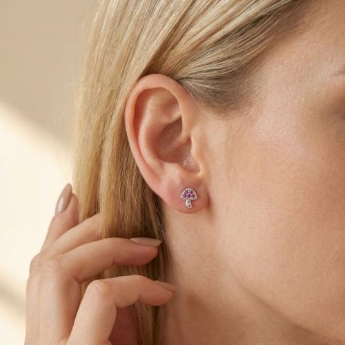 Сребърни обеци Гъбки