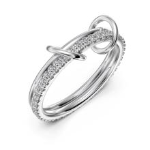 Сребърен двоен пръстен с циркони