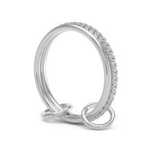 Сребърен двоен пръстен с циркони