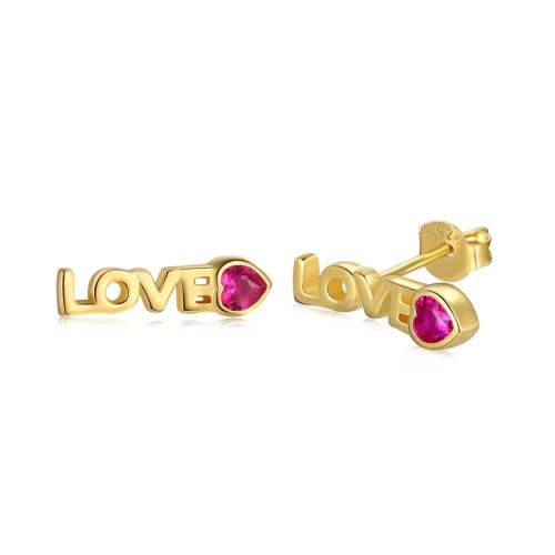Сребърни обеци Love you
