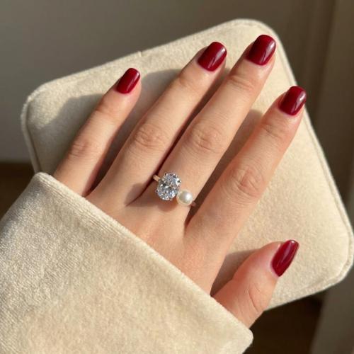  Сребърен пръстен с перла и циркон Anabel