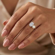 Сребърен пръстен с перла и циркон Anabel