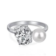 Сребърен пръстен с перла и циркон Anabel