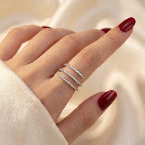  Сребърен пръстен Zirconia Spiral