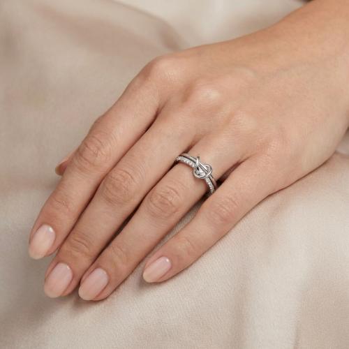 Сребърен двоен пръстен с циркони