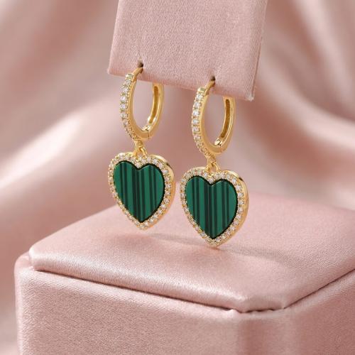 Сребърни обеци Любов с малахит